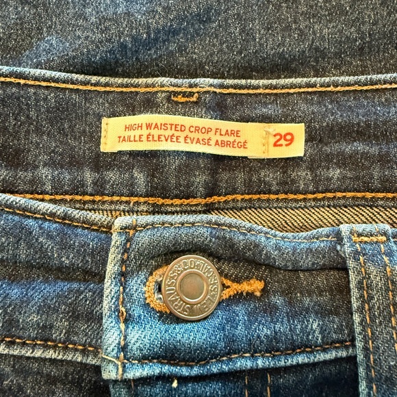 Levi's Women’s High Waisted Crop Flare Blue Denim Jeans Size 29 - Picture 11 of 13